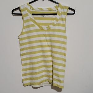 Simple Lime Green & White Striped Tanktop